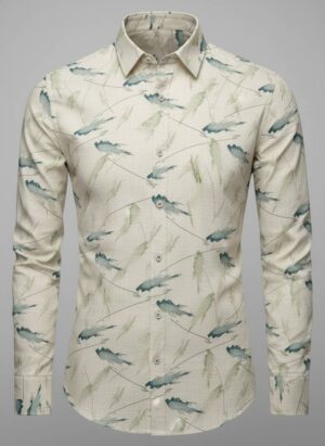 Gemini_Generated_Image_v4xe1qv4xe1qv4xe Someshwari Premium Cotton Shirt Fabric for Men – Leaf Print Unstitched Material (Soft & Breathable)